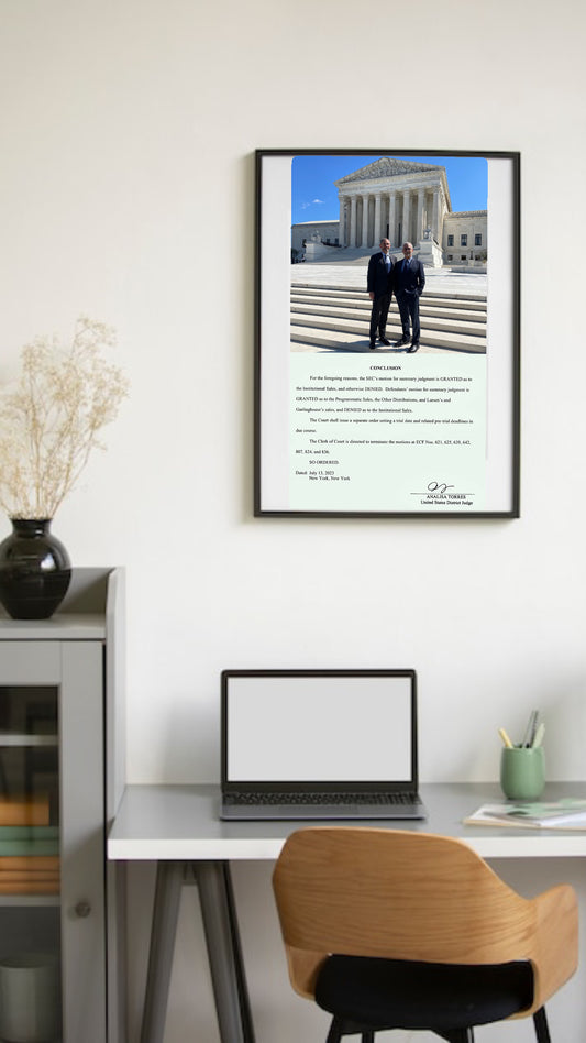 Iconic Ripple Victory Framed Photo - Celebrate XRP's Legal Clarity